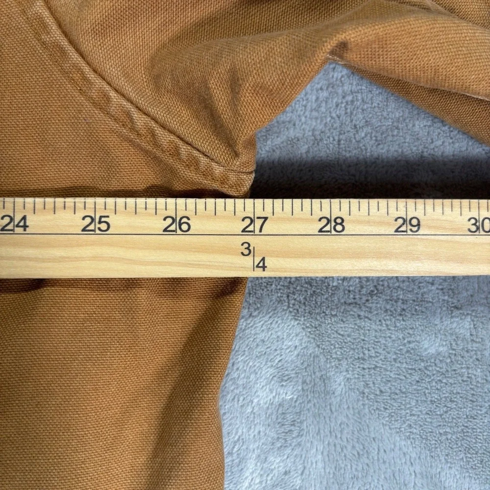 Lands End Field Jacket Mens XL Brown Cotton Canvas Leather Trim Barn Coat Good